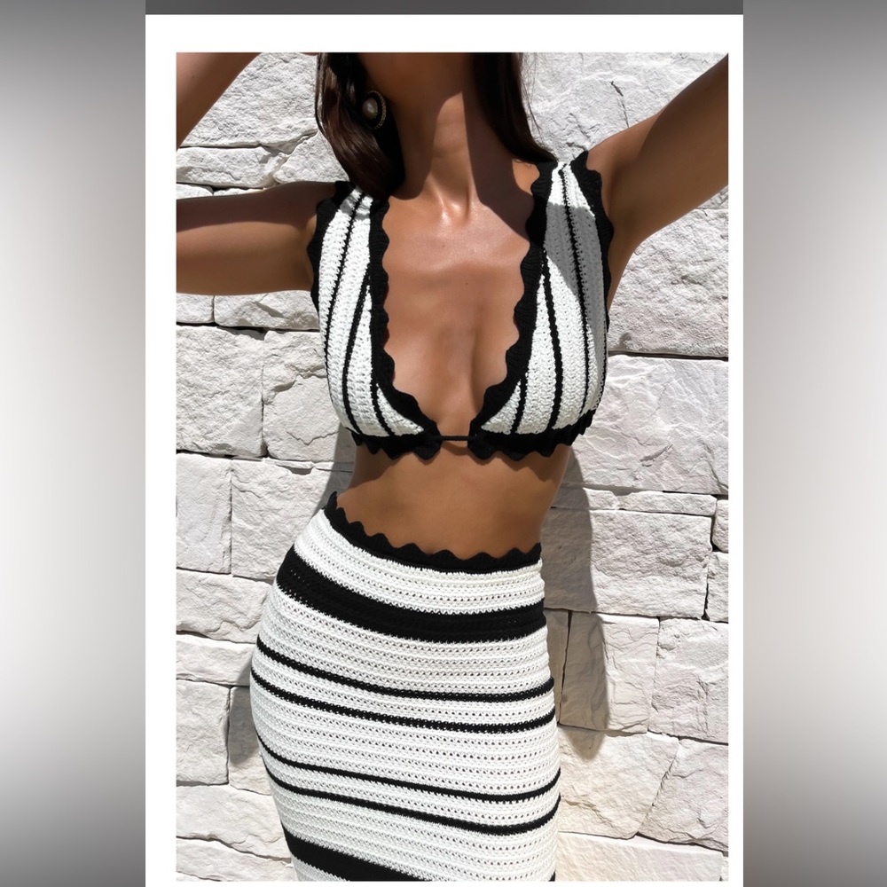 Jadia Contrast Crochet Bralette & Maxi Skirt